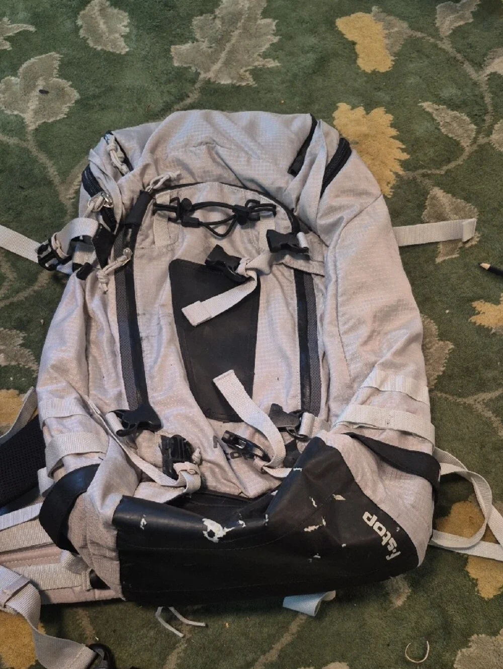 Light Gray and Black Men's Hiking Backpack with Padded Back Panel
